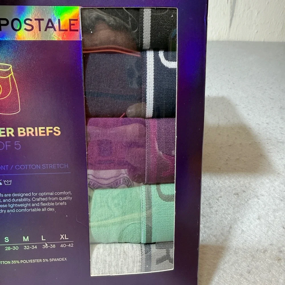 Aeropostale Boxer Briefs Mens Medium Multicolor 5-Pack Cotton Stretch Fly-Front